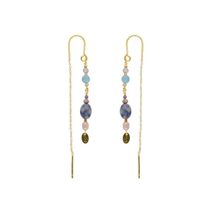 Billede af Nuni Copenhagen Kikki Blue øreringe forgyldt sølv m. cz