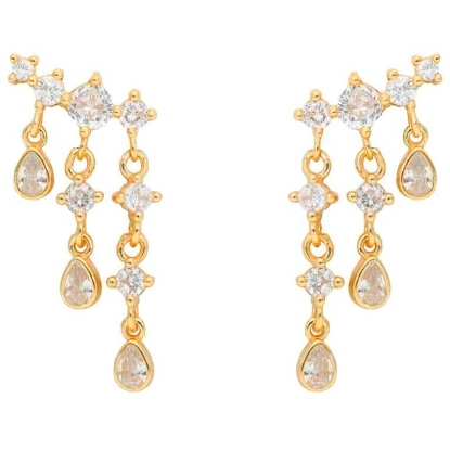 Billede af Nuni Copenhagen Birdie White øreringe forgyldt sølv m. cz