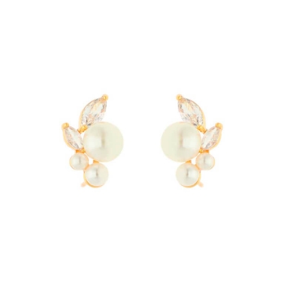 Billede af *Nuni Copenhagen Alicia Pearl øreringe forgyldt sølv m. fvp+cz