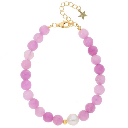 Billede af *Nuni Copenhagen Florence Lavender armbånd forgyldt sølv m. perler (16+3 cm)