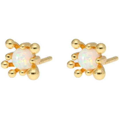 Billede af Nuni Copenhagen Winnie White øreringe forgyldt sølv m. synt. opal