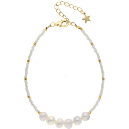 Billede af Nuni Copenhagen Nellie Pearl armbånd forgyldt sølv (16+3 cm)