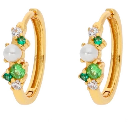 Billede af Nuni Copenhagen Ella Large Green øreringe forgyldt sølv m. fvp+cz