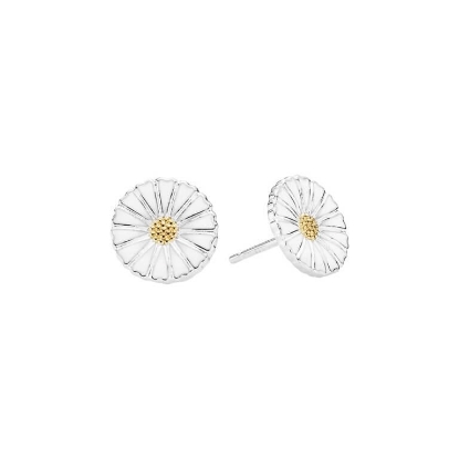Billede af Lund Copenhagen Marguerit ørestikker 11mm sølv+forgyldt hvid emalje