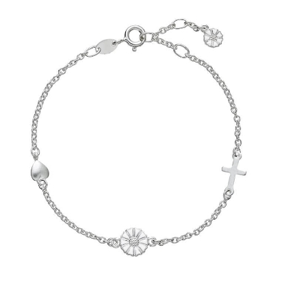 Billede af Lund Copenhagen Marguerit armbånd Tro, Håb og Kærlighed sølv (17-19 cm)