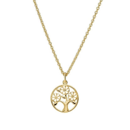 Billede af Lund Copenhagen Marguerit collier Livets Træ (lille) forgyldt sølv (45-48 cm)