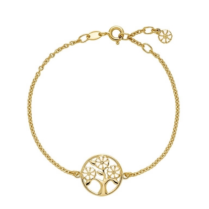 Billede af Lund Copenhagen Marguerit armbånd Livets Træ (lille) forgyldt sølv (17-19 cm)