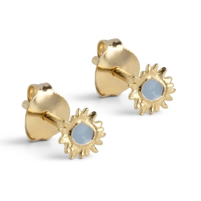 Billede af ENAMEL Copenhagen Mini Sunshine Steel Blue øreringe forgyldt sølv