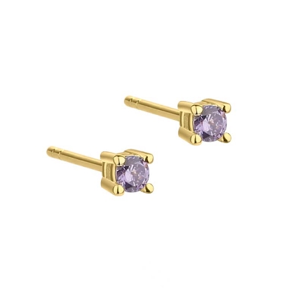 Billede af Aqua Dulce Big Kaya Purple øreringe forgyldt sølv m. cz