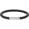Billede af Bering Arctic Symphony sort læderarmbånd poleret stål (200 mm)