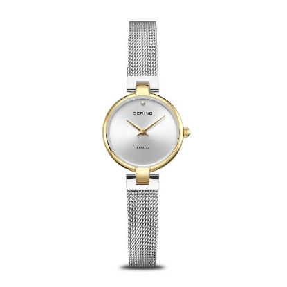 Billede af Bering Classic Diamond dameur stål gulddoublé 24mm 3bar