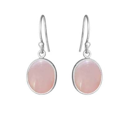 Billede af Susanne Friis Bjørner øreringe Oval Cabochon sølv m. lyserød krystal