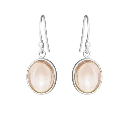 Billede af Susanne Friis Bjørner øreringe Oval Cabochon sølv m. Morganit krystal