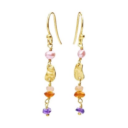 Billede af Susanne Friis Bjørner øreringe forgyldt sølv m. fvp + sten