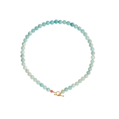 Billede af STINE A Cherie Bon Bon - Cool Mint halskæde forgyldt sølv m. jadeperler (45 cm)