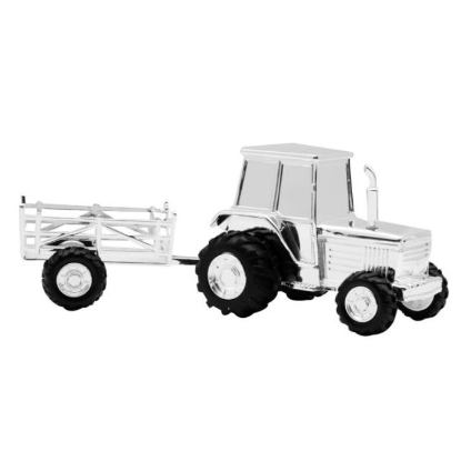 Billede af Nordahl Andersen sparebøsse forkromet Traktor med vogn