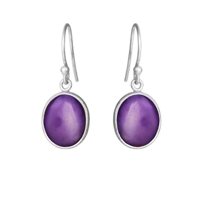 Billede af Susanne Friis Bjørner øreringe Oval Cabochon sølv m. ametyst