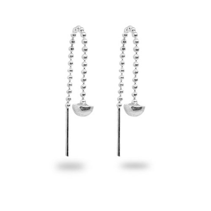 Billede af Ørehænger sølv m . halvrund kugle 4mm