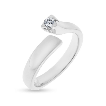 Billede af "Embrace" Ring i 14 kt. hvg m. diamant 0,09 w/pi