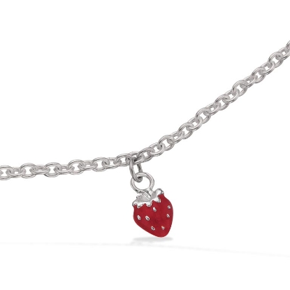 Billede af Girls børnearmbånd rødt jordbær sølv