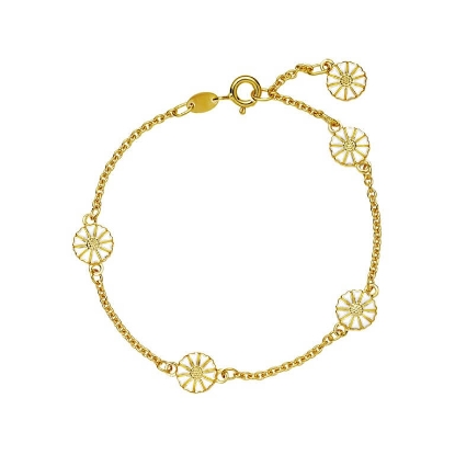 Billede af Lund Copenhagen Marguerit armbånd 5 x 7,5 mm forgyldt sølv (17-19 cm)