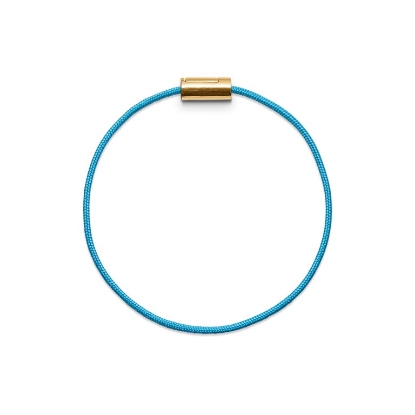 Billede af Mads Z Black Sun armbånd, turkis nylon m. 14 kt. guldlås 18,5 cm