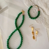Billede af STINE A Cherie Bon Bon - Happy Green halskæde forgyldt sølv m. grøn jade (45 cm)