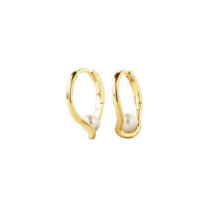 Billede af Aqua Dulce Pearl Sela Hoop øreringe forgyldt sølv m. fvp