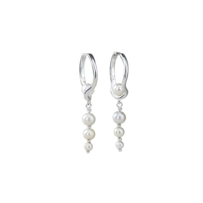 Billede af Aqua Dulce Pearl Sela Hoop Long øreringe sølv m. fvp