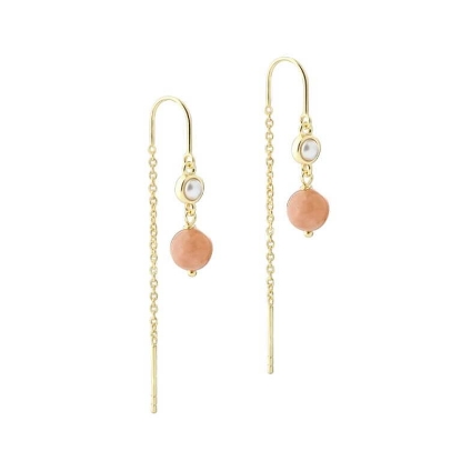 Billede af Aqua Dulce Sunella Earthread øreringe forgyldt sølv m. sunstones