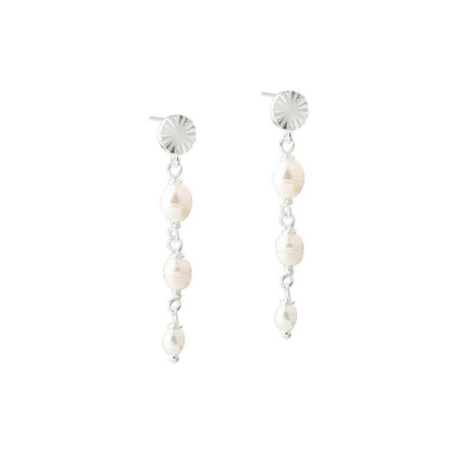 Billede af Aqua Dulce Line Pearl Long øreringe sølv m. fvp