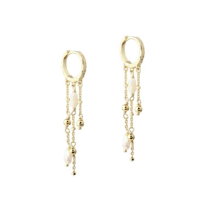 Billede af Aqua Dulce Lunella Pearl Hoop øreringe forgyldt sølv m. fvp