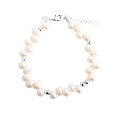 Billede af Aqua Dulce Lunella Pearl armbånd sølv m. perler (17 + 3 cm)