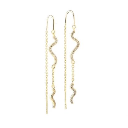 Billede af Aqua Dulce Curva Earthread øreringe forgyldt sølv m. cz