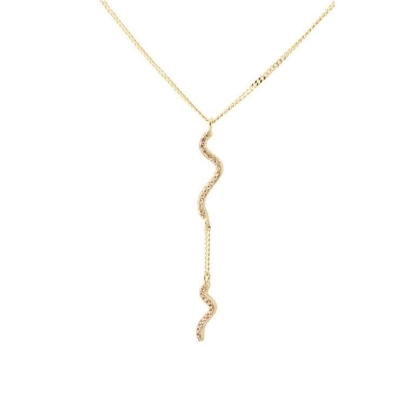 Billede af Aqua Dulce Curva Champagne halskæde forgyldt sølv m. cz (42 + 3 cm)