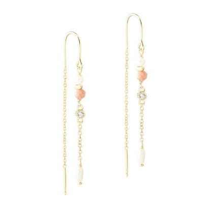 Billede af Aqua Dulce Sunella Simple Earthread øreringe forgyldt sølv m. sunstones