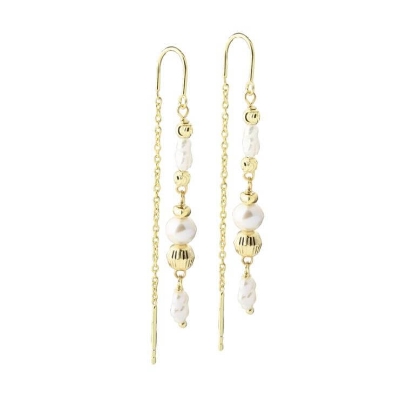 Billede af Aqua Dulce Line Pearl Thread øreringe forgyldt sølv m. fvp