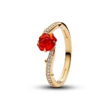 Billede af Pandora Disney Skønheden og Udyret Fortryllende Rosenring forgyldt metalblanding m. muranoglas + cz (str. 60)