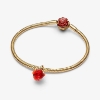 Billede af Pandora Disney Skønheden og Udyret Fortryllet Rose charm forgyldt metalblanding m. muranoglas