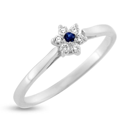 Billede af Ring roset safir 0,02 ct. + 6 brill. a 0,015 w/vs 14 kt. hvg.