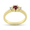 Billede af Ring 3 sten, 1 rubin 0,10 ct., 2* brill. a 0,03 w/vs. 14 kt.