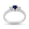 Billede af Ring 3 sten, 1 safir  0,10 ct., 2* brill. a 0,03 w/vs. 14 kt. hvg.