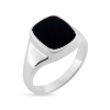 Billede af Herrering m. lukket bund, antik sl. onyx 14*12 mm 925s