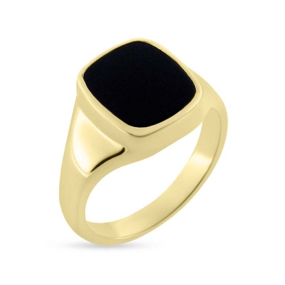 Billede af Herrering m. lukket bund, antik sl. onyx 14*12 mm 8 kt.