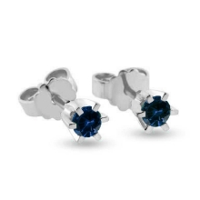 Billede af Ørestik safir, 6 grab. fatning, 2*3,0 mm (ca a 0,10 ct) 14 kt hvg