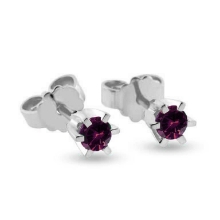 Billede af Ørestik rubin, 6 grab. fatning, 2*3,0 mm (ca a 0,10 ct) 14 kt hvg