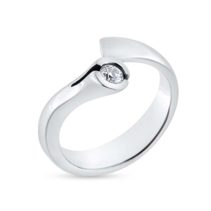 Billede af Ring forskudt, brill 0,15 w/vs 14 kt hvg