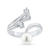Billede af Ring med sv. perle 6½-7 mm. og 3 brill. a 0,04 w/vs. 18 kt. hvg.