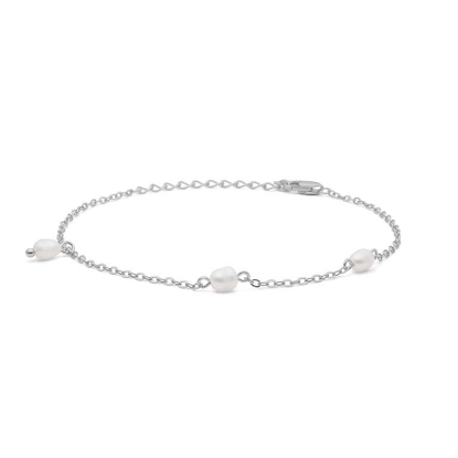 Billede af Studio Z "Trace Pearl" armbånd sølv m. fvp (16 + 3 cm)