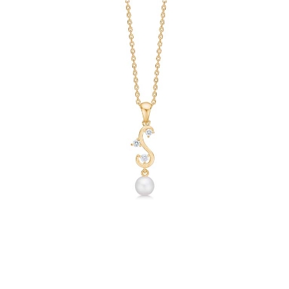 Billede af Mads Z "Isaline" vedhæng 14 kt. guld m. 0,08 ct. brillant+perle (ekskl. kæde)